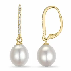 pitkät helmi rengas 14 karaatin kultaa kanssa timantti 