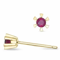 2 x 0,07 ct rubiini solitaire-nappikorvakorut 14 karaatin kultaa kanssa rubiini