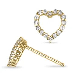 sydän nappikorvakorut 14 karaatin kultaa kanssa timantti