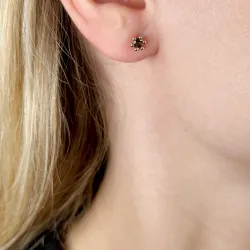 2 x 0,19 ct savunväristä kvartsi solitaire-nappikorvakorut 14 karaatin kultaa kanssa savunvärinen kvartsi