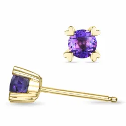 2 x 0,25 ct ametisti solitaire-nappikorvakorut 14 karaatin kultaa kanssa ametisti 