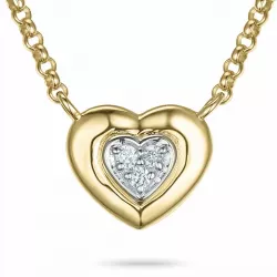 45 cm kaulaketju sydänriipus 14 karaatin kultaa ja valkokul 0,03 ct