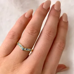 Kapea sininen topaasi sormus 14 karaatin kultaa