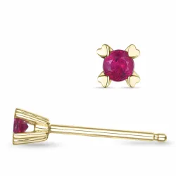 2 x 0,13 ct rubiini solitaire-nappikorvakorut 14 karaatin kultaa kanssa rubiini