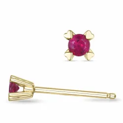 2 x 0,07 ct rubiini solitaire-nappikorvakorut 14 karaatin kultaa kanssa rubiini