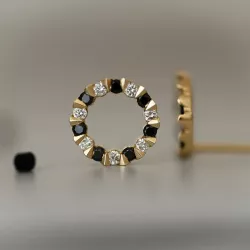 pyöreitä mustat timantti nappikorvakorut 14 karaatin kultaa kanssa timantti ja musta timantti 