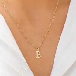 b-kirjain zirkoni riipus  9 karaatin kultaa - My Letter