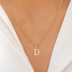 d-kirjain zirkoni riipus  9 karaatin kultaa - My Letter