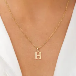 h-kirjain zirkoni riipus  9 karaatin kultaa - My Letter