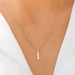 i-kirjain zirkoni riipus  9 karaatin kultaa - My Letter