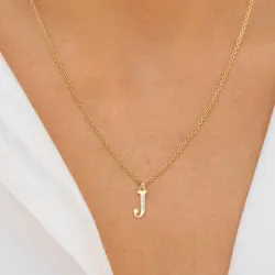 j-kirjain zirkoni riipus  9 karaatin kultaa - My Letter