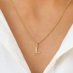 l-kirjain zirkoni riipus  9 karaatin kultaa - My Letter