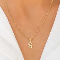 s-kirjain zirkoni riipus  9 karaatin kultaa - My Letter