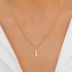 t-kirjain zirkoni riipus  9 karaatin kultaa - My Letter