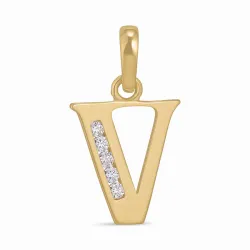 v-kirjain zirkoni riipus  9 karaatin kultaa - My Letter
