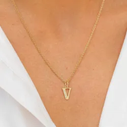 v-kirjain zirkoni riipus  9 karaatin kultaa - My Letter