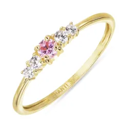 kapea vaaleanpunainen zirkoni sormus 9 karaatin kultaa - Gold Collection