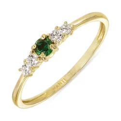 kapea vihreä zirkoni sormus 9 karaatin kultaa - Gold Collection