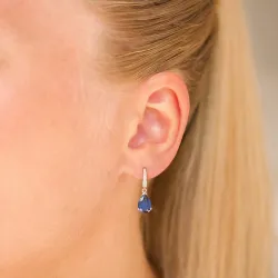 pudota muotoisia korvarenkaat 9 karaatin kultaa kanssa safiiri ja zirkoni - Gold Collection