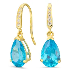 pudota muotoisia korvarenkaat 9 karaatin kultaa kanssa topaasi ja zirkoni - Gold Collection