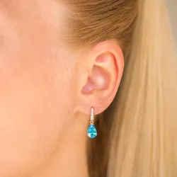 pudota muotoisia korvarenkaat 9 karaatin kultaa kanssa topaasi ja zirkoni - Gold Collection