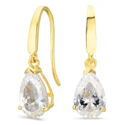 pudota muotoisia korvarenkaat 9 karaatin kultaa kanssa zirkoni - Gold Collection