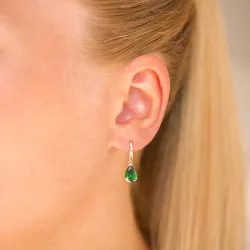 pudota muotoisia korvarenkaat 9 karaatin kultaa kanssa smaragdi ja zirkoni - Gold Collection