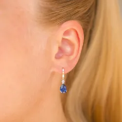 pudota muotoisia korvarenkaat 9 karaatin kultaa kanssa safiiri ja zirkoni - Gold Collection