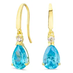 pudota muotoisia korvarenkaat 9 karaatin kultaa kanssa topaasi ja zirkoni - Gold Collection