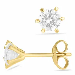 5,5 mm pyöreitä nappikorvakorut 9 karaatin kultaa kanssa zirkoni - Gold Collection