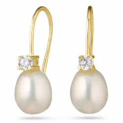 pitkät korvarenkaat 9 karaatin kultaa kanssa zirkoni - Gold Collection
