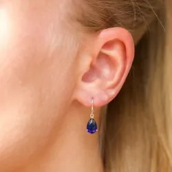 pisara sininen korvarenkaat 9 karaatin kultaa kanssa synteettinen safiiri - Gold Collection