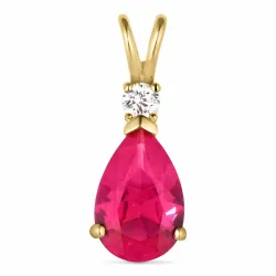 pisara punainen synteettinen rubiini riipus  9 karaatin kultaa - Gold Collection