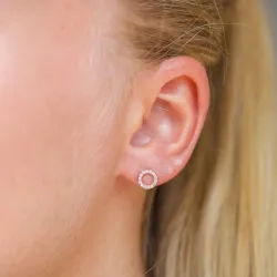 pyöreitä zirkoni nappikorvakorut 9 karaatin kultaa kanssa zirkoni - Gold Collection