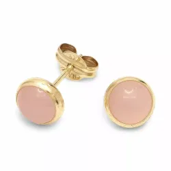 Pieniä pyöreitä nappikorvakorut 9 karaatin kultaa kanssa synteettistä kvartsia