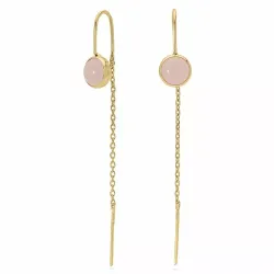 pitkät ketjukorvakorut 9 karaatin kultaa kanssa synteettistä kvartsia - Gold Collection