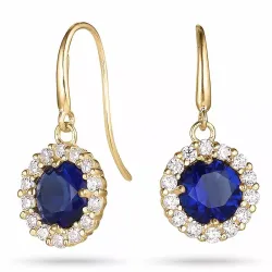 pitkät sininen korvarenkaat 9 karaatin kultaa kanssa zirkoni ja zirkoni - Gold Collection