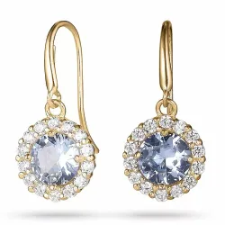 pitkät sininen korvarenkaat 9 karaatin kultaa kanssa zirkoni ja zirkoni - Gold Collection