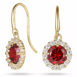 pitkät punainen korvarenkaat 9 karaatin kultaa kanssa zirkoni ja zirkoni - Gold Collection