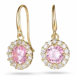 pitkät vaaleanpunainen korvarenkaat 9 karaatin kultaa kanssa zirkoni ja zirkoni - Gold Collection
