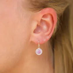 pitkät vaaleanpunainen korvarenkaat 9 karaatin kultaa kanssa zirkoni ja zirkoni - Gold Collection