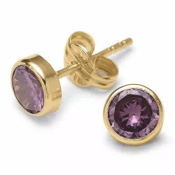 yksinkertaisia pyöreitä nappikorvakorut 9 karaatin kultaa kanssa zirkoni - Gold Collection
