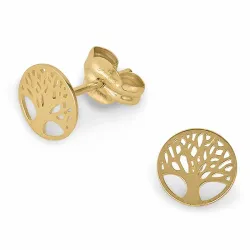 6,5 mm elämänpuu nappikorvakorut 9 karaatin kultaa - Gold Collection
