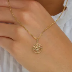 11 mm elämänpuu riipus  9 karaatin kultaa - Gold Collection