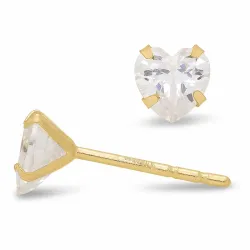 5 mm sydän korvarenkaat 9 karaatin kultaa kanssa zirkoni - Gold Collection
