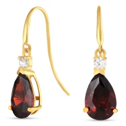 pisara tummanpunainen korvarenkaat 9 karaatin kultaa kanssa zirkoni ja zirkoni - Gold Collection