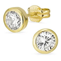 6 mm nappikorvakorut 9 karaatin kultaa kanssa zirkoni - Gold Collection