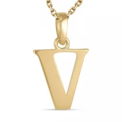 v-kirjain kaulaketju kullattua hopeaa riipus 9 karaatin kultaa - My Letter