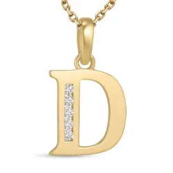 d-kirjain zirkoni kaulaketju Kullattu metalliseos riipus 9 karaatin kultaa - My Letter