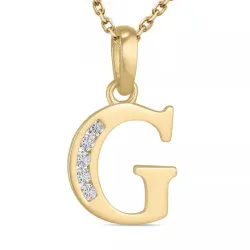 g-kirjain zirkoni kaulaketju kullattua hopeaa riipus 9 karaatin kultaa - My Letter